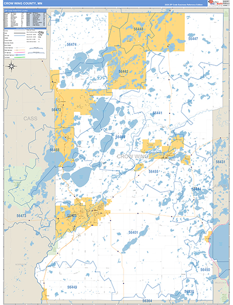 Crow Wing County, MN Zip Code Map